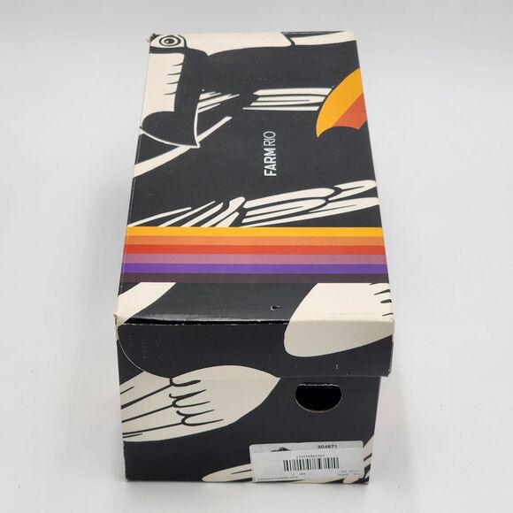 Farm Rio Monstera Leaf Anatomic Slide Sandals Black Size 7 NWT - Picture 9 of 9